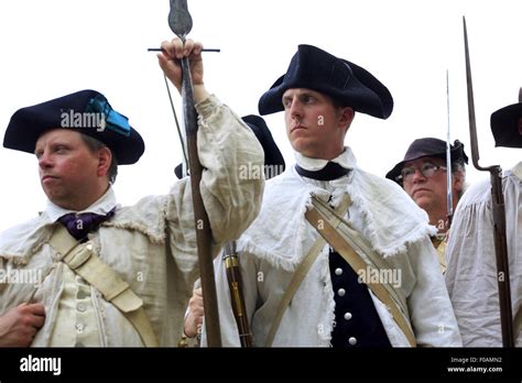 Continental Army Soldiers In Revolutionary War Reenactment At Jockey