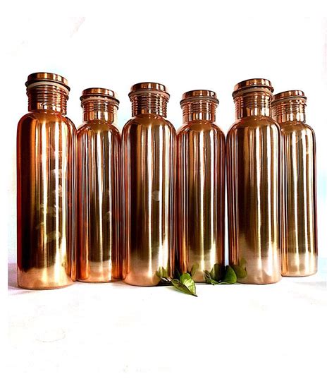 New Raj Enterprises Plain Brown 1000ML Ml Copper Water Bottle Set Of 6