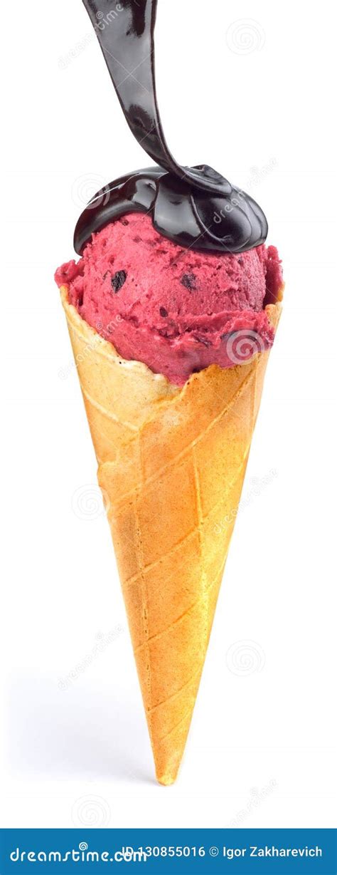 Chocolate Covered Berry Ice Cream Stock Photo Image Of Hand Partly