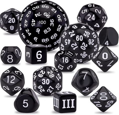 Austor 15 Pieces Complete Polyhedral Dice Set D3 D100 Game