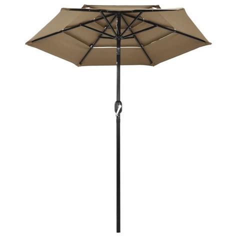 Parasol à 3 niveaux avec mât en aluminium Taupe 2 m Pwshymi D12790