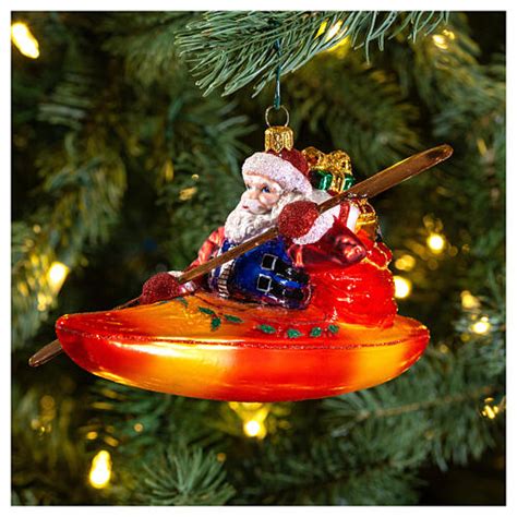 Santa Claus in Kayak Christmas ornament blown glass | online sales on ...