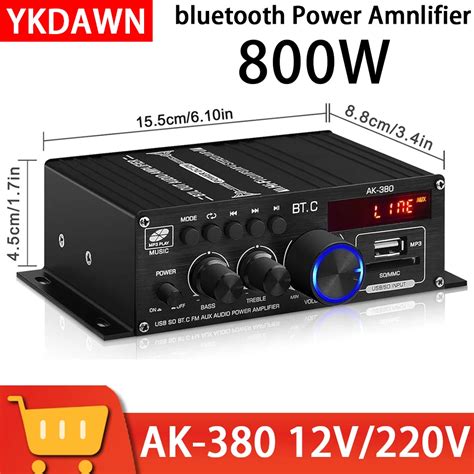 AK380 AK370 AK170 800W HIFI 12V Home Car Hifi AMPLIFICADOR DE POTENCIA