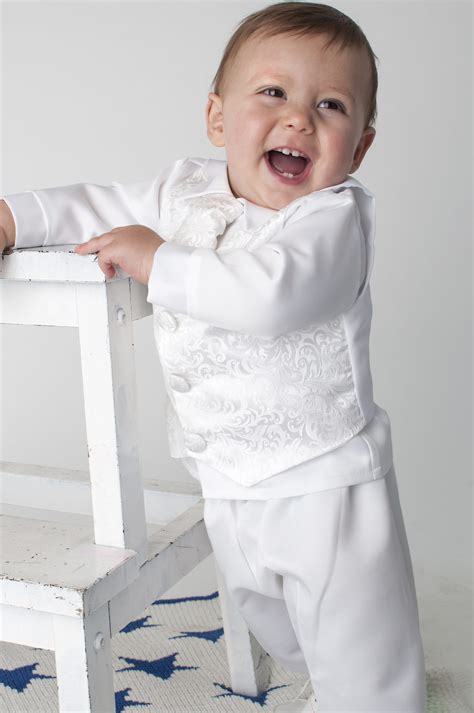 4 Piece Romeo Christening Suit In White Occasionwear For Kids