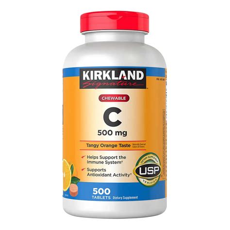 Vitamina C Masticable 500 Mg 500 Tabletas Masticables Kirkland