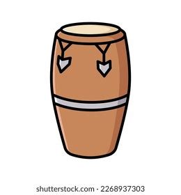 Djembe Drum Outline Icon Illustration On White Background Over