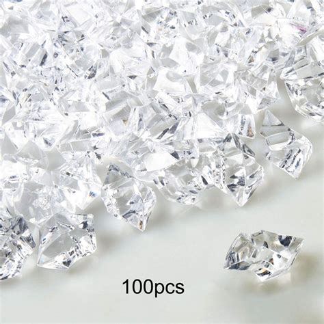 100pcs Clear Fake Crushed Ice Rocks Ice Cubes Acrylic Vase Fillers For Party Wedding Decorations