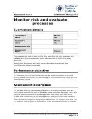 BSBRSK501 Assessment Task 3 Monitr Risk And Evaluate Process Docx