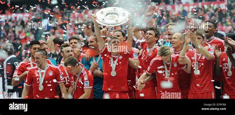 Bayern Munich S Bastian Schweinsteiger Holds The Championship Shield