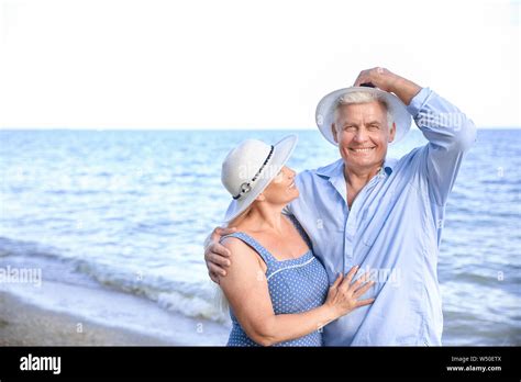 Happy Mature Couple At Sea Resort Stock Photo Alamy