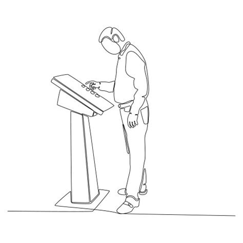 Continuous One Line Drawing Standing Man Vector Image