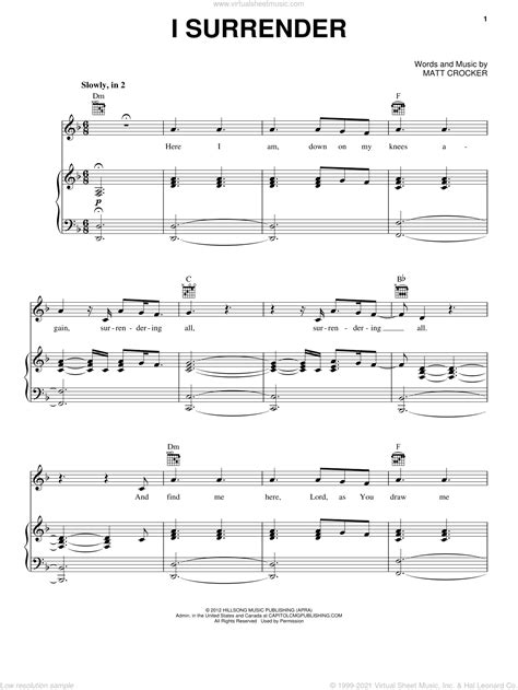 I Surrender Sheet Music For Voice Piano Or Guitar Pdf