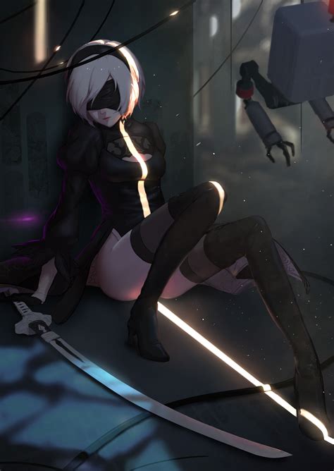 Hintergrundbilder Schwarz Schwarzes Kleid Anime Platz Schwarzes Haar Nier Automata