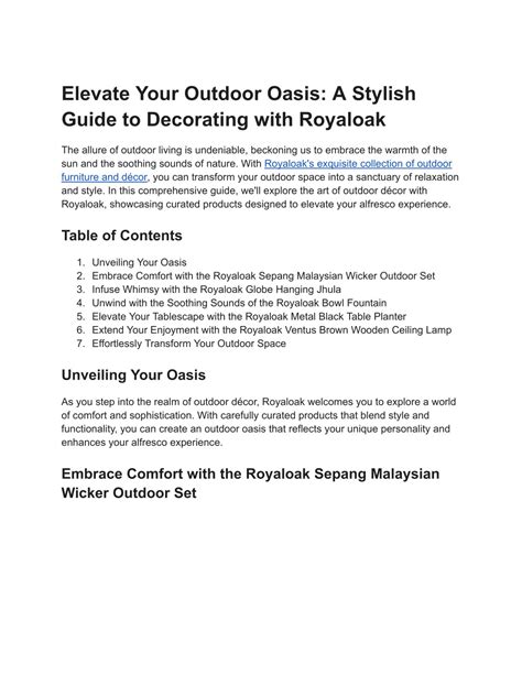 Ppt Elevate Your Outdoor Oasis A Stylish Guide To Decorating With