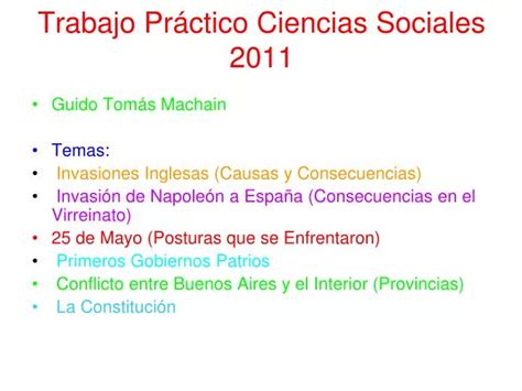 PPT Trabajo Práctico Ciencias Sociales 2011 PowerPoint Presentation