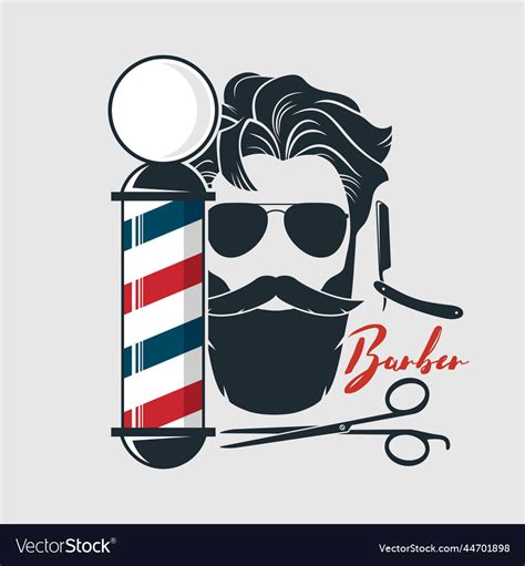 Barbershop Logo Design Concept With Barber Pole Vector Image