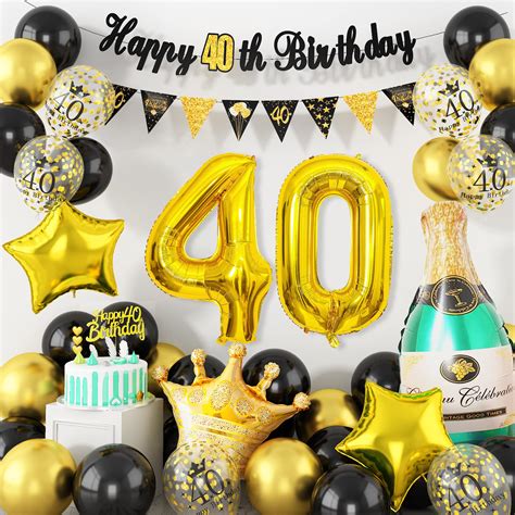 Buy 40th Birthday Decorations Black Gold Happy 40th Birthday