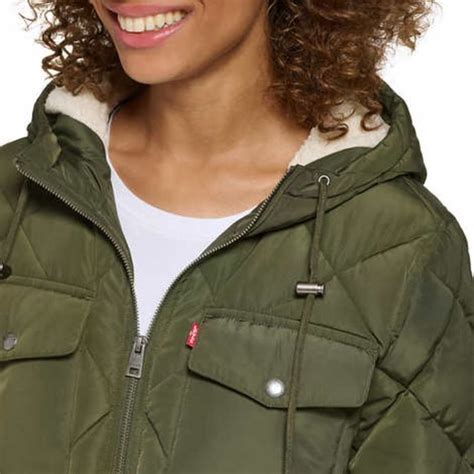 Levis Jackets And Coats Nwt Levis Quilted Parka Jacket With Plush Hood Army Green Poshmark