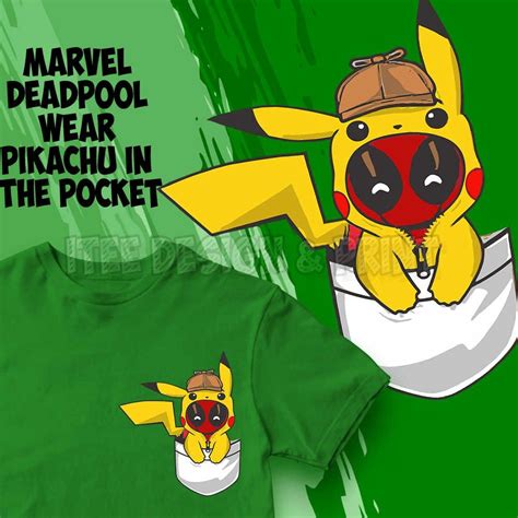 Itee Design And Print Baju Deadpool Pikachu Pocket