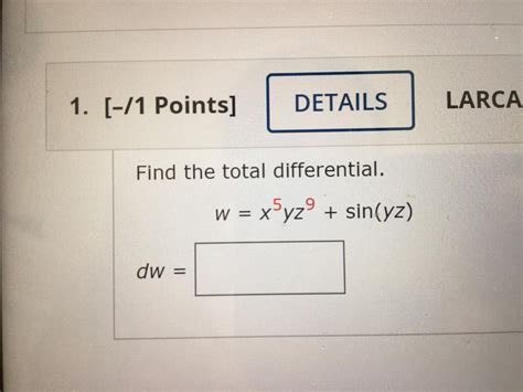 Solved 1 1 Points DETAILS LARCA Find The Total Chegg