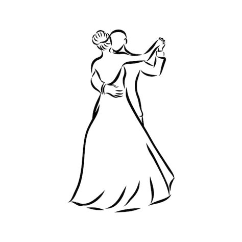 Premium Vector Dancing Wedding Couple Bride And Groom Sketch