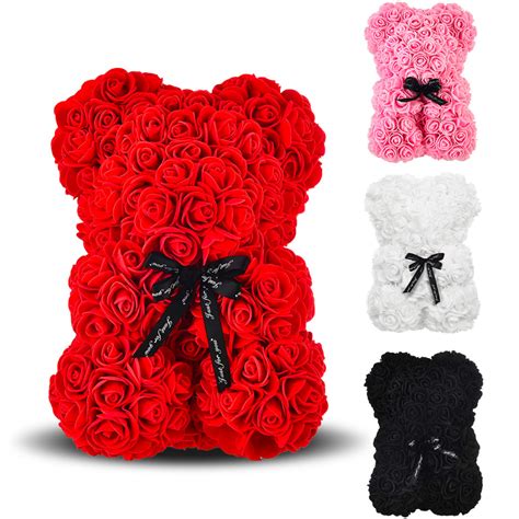 Oso De Peluche De Rosas Artificiales H Cm Con Caja Idea De Regalo San