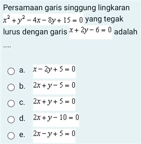 Solved Persamaan Garis Singgung Lingkaran X Y X Y Yang