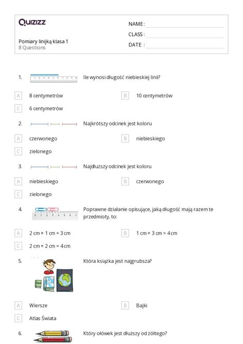 Ponad Pomiar Arkuszy Roboczych Dla Klasa W Quizizz Darmowe I Do