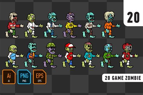 20 Game Zombie Graphics Creative Market