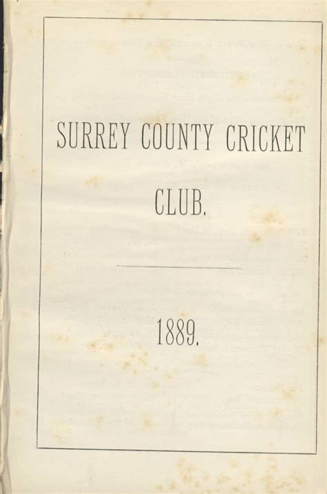 SURREY COUNTY CRICKET CLUB 1889 - Surrey Yearbook: Sportspages.com