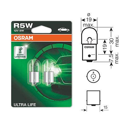 2 X Osram Ultra Life 207 R5W BA15S Rear Tail Light Car Bulb 12v 5w