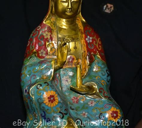 16 4 Chinese Bronze Cloisonne Gilt Buddhism Kwan Yin Guan Yin Goddess