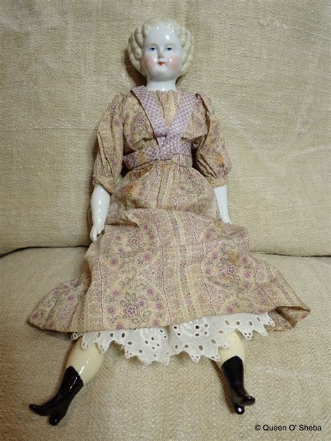 Porcelain Head Doll German Antique Blond Cloth Body Hand Made Clothes