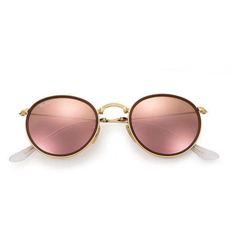 Ray Ban Round Folding Gold Sunglasses Pink Lenses Rb3517 225