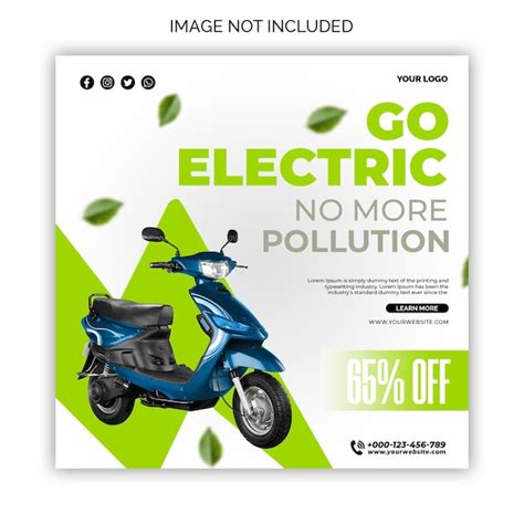 Premium PSD Electric Scooter Pollution Free Social Media Template