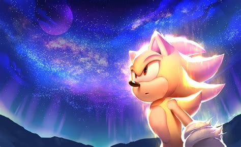 Super Sonic Under Starry Sky Hd Wallpaper By Shira Hedgie