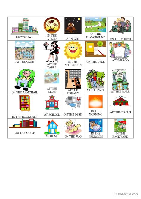 In On At Prepositions Vocabulary F Fran Ais Fle Fiches Pedagogiques