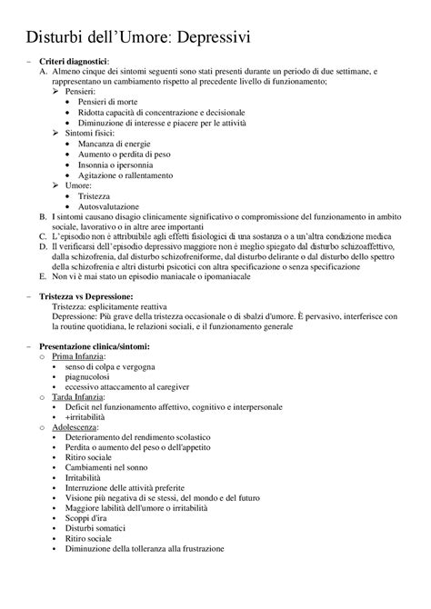 Schema Sui Disturbi Depressivi Schemi E Mappe Concettuali Di