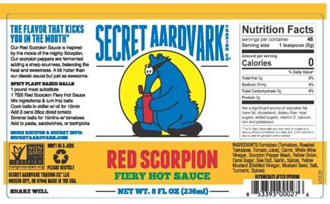 Red Scorpion Fiery Hot Sauce Secret Aardvark