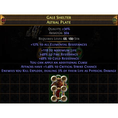 Astral Plate Gale Shelter Enemies Explode When Kill High Life