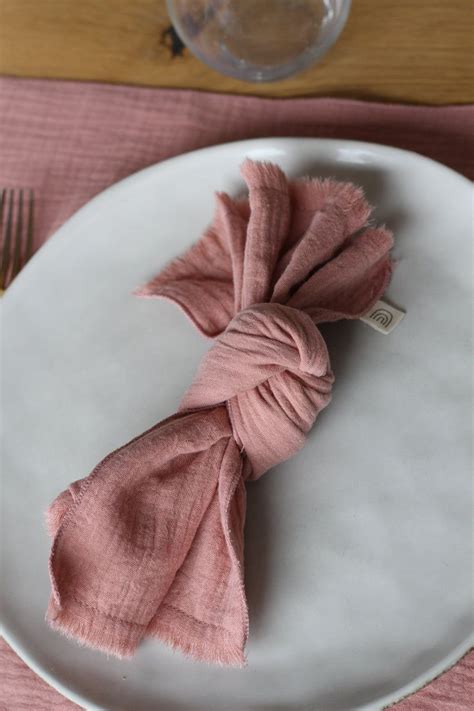 Serviettes De Table Franges Lot De Terracotta Vieux Rose