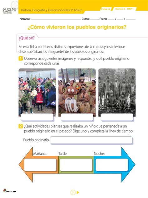 2°bÁsico Historia Oa1 Ficha 14 Cómo Vivieron Los Pueblos Originarios 1 Pdf Pueblos