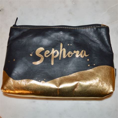 Sephora | Bags | Sephora Gold And Black Cosmetic Makeup Bag Discounted ...