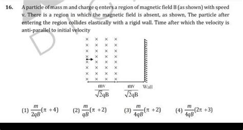 A Particle Of Mass M And Charge Q Enters A Region Of Magnetic Field B As