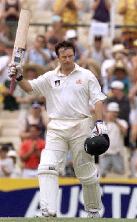 Steve Waugh Raises His Bat After Reaching His Century Espncricinfo