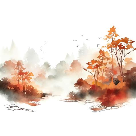 Premium AI Image Beautiful Forest Mist Or Fog Watercolor Clipart