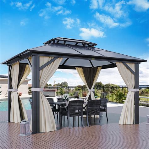 Dextrus X Ft Aluminum Frame Hardtop Gazebo With Double Roof Uv