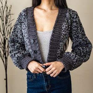 Crochet Pattern Crochet Balloon Sleeve Cardigan With Buttons Crochet