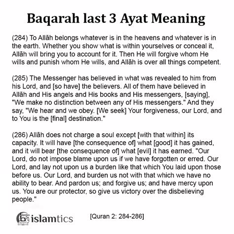 Last Ayat Of Surah Baqarah In English Meaning Benefits Off