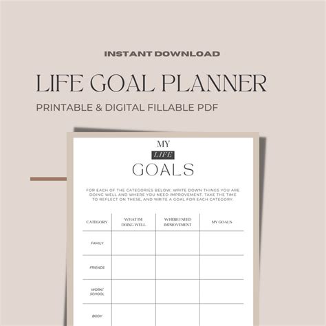 Life Goals Planner Goal Setting Life Vision Planner My - Etsy